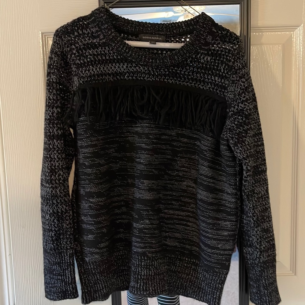 Banana Republic fringe crewneck sweater